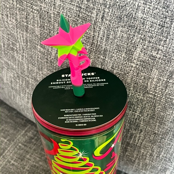 Starbucks  2023 Holiday Ribbons & Trees Star Straw Topper Tumbler. NWT - Picture 3 of 3